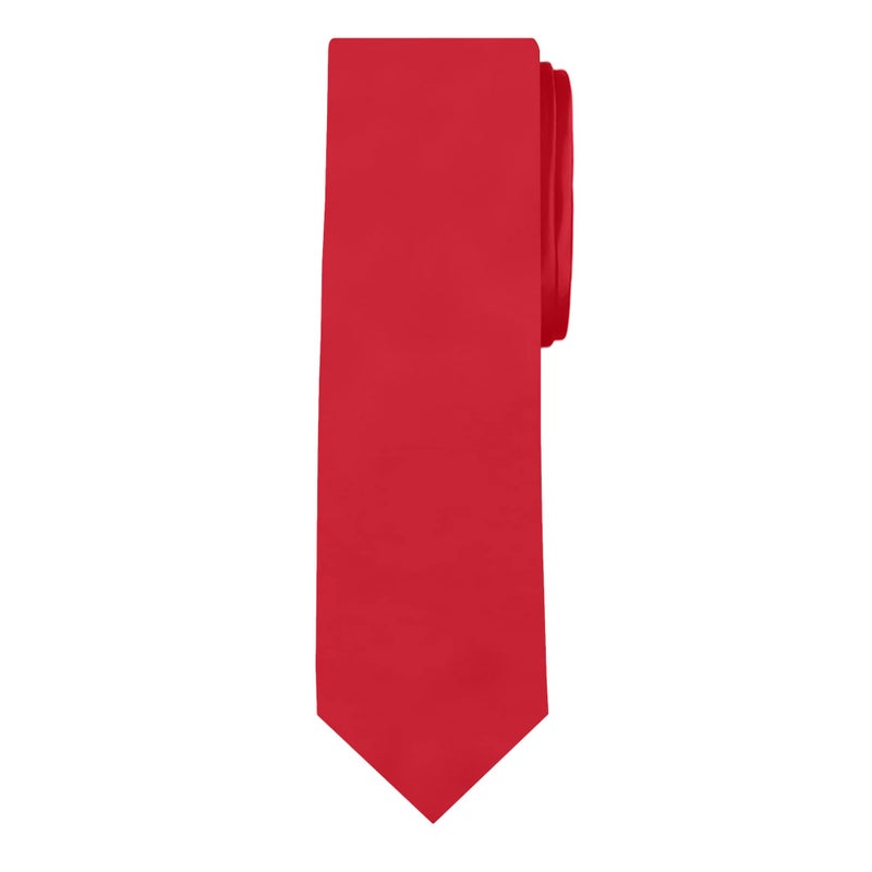 Jacob Alexander Solid Color Men's Regular Tie - Crimson Red - Image 1